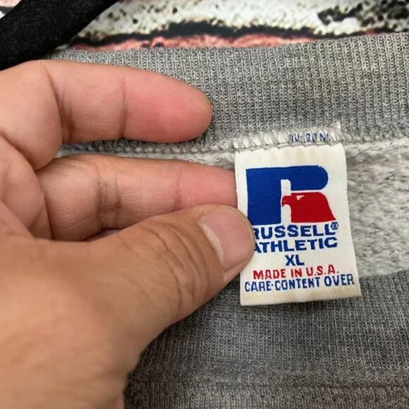 Vintage Crew Neck Sweater Russell Athletic XL Made in USA Andrew Wildcats Gray 9 - Picture 4 of 8